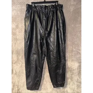 Abercrombie & Fitch Black Pleather Pull On Taper Pants Size XL (W36) #765 thumbnail 2