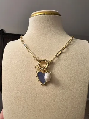 Handmade ✨ Chic Gold Chain Necklace with Heart & Pearl Charm ✨ thumbnail 6