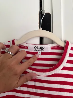 Play Comme Des Garçons Red White‎ Striped Long-Sleeve Tee Shirt thumbnail 3
