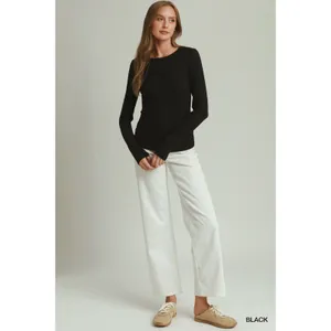 Umgee Crewneck Long Sleeve Top - Black - medium thumbnail 5