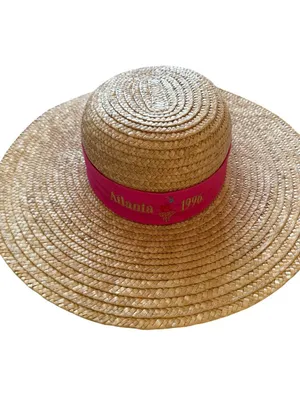 OLYMPICS Atlanta Georgia Vintage 1996 Collectible Crew Straw Brimmed Bow Hat thumbnail 5