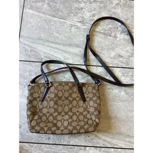Coach Kelsey Satchel Signature Jacquard Canvas Brown Crossbody Bag F27580 thumbnail 6
