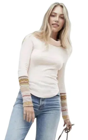 Free People Mixed Up Sweater Cuff Ribbed Thermal Size Small thumbnail 1