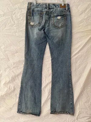 90’s Y2K Aeropostale Low Rise Hailey Flare Light Blue Ripped Flare Jeans thumbnail 9