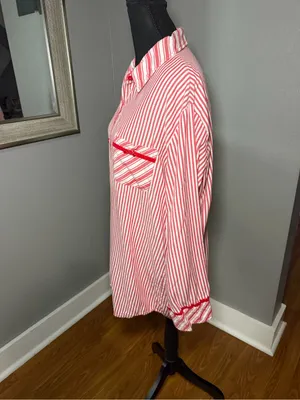 PINK - Victoria's Secret Candy Cane Striped Sleep Shirt Soft Holiday Medium. thumbnail 3