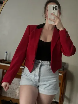 Vintage Red Cropped Blazer thumbnail 4