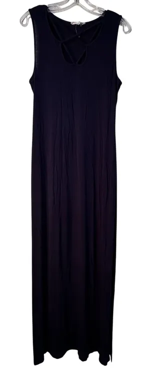 Pink Rose Navy Blue Strappy Lattice Neck Sleeveless Maxi Dress XL thumbnail 1
