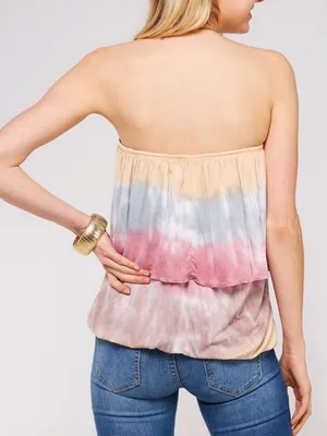 Urban X Tie Dye Ombré Strapless Blouson Tube Top Medium Boho Festival Y2K Summer thumbnail 3