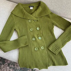 Vintage Mingle Green Ribbed Hooded Cardigan L Y2K Twee Indie Fairy Fall Cyber thumbnail 1