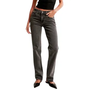 Abercrombie & Fitch Straight Leg Mid Rise Curve Love Black Jeans Sz 25 / 0 LONG thumbnail 3