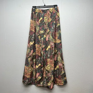 Pull On Wide Leg Cropped Floral Pants Womens Small Beachy Boho Tropical thumbnail 7