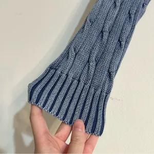 Polo Ralph Lauren Blue Cable Knit Pima Cotton V-Neck Sweater Fisherman Preppy thumbnail 4