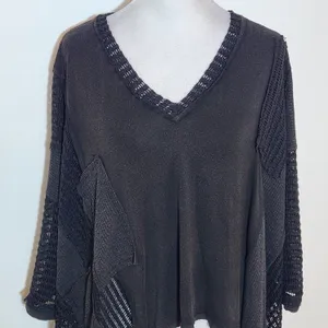 POL Distressed and Oversized Black Knit Top Size Large NWOT thumbnail 2