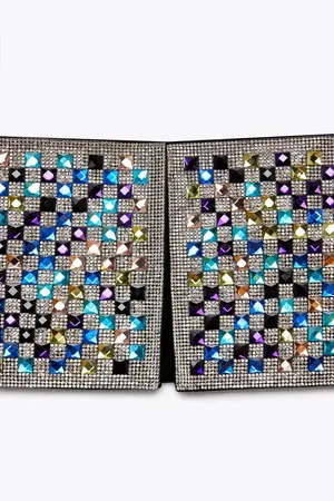 ZARA crop top shiny strappy rhinestones party night out thumbnail 8