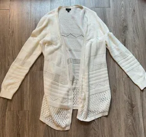 Draped Front Mixed Stitch Cardigan Plus Size 2X thumbnail 3