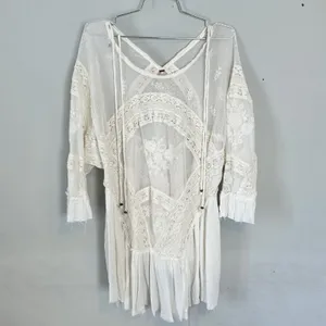 Free People Layered In Lace Swing Dress Tunic Ivory White Small thumbnail 5