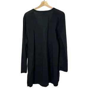 Athleta Black V-Neck Light Weight Long Sleeve Printed Swim Coverup S‎ thumbnail 2