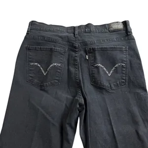 Levi's 512 Slimming Bootcut Jeans Size 14 Short Black Studded Pocket Stretch‎ thumbnail 5