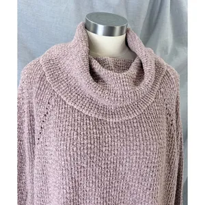 Free People By Your Side Mauve Chunky Cowl Neck Oversized Sweater Small thumbnail 2