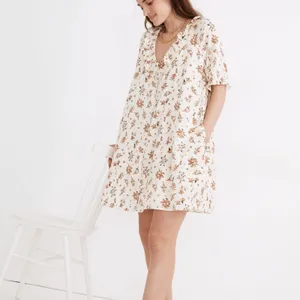 Madewell Ruffle Button Front Trapeze A-line Babydoll Dress Floral Reef Sz Small thumbnail 13