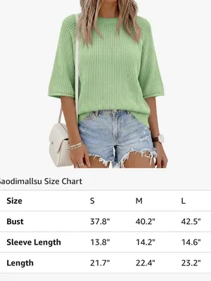 Saodimallsu Womens Short Sleeve Sweaters Crochet Knit Green. Size S thumbnail 5
