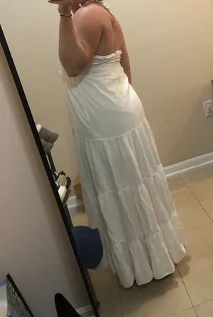 Elegant White Maxi Halter Natural Cotton Dress thumbnail 8