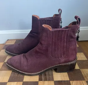 COACH Bowery Chelsea Bootie $395 Bordeaux Ankle Boot Metallic REXY size‎ 7 thumbnail 1