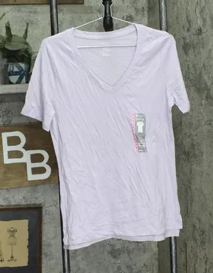 NWT Member's Mark Womens Essential V-Neck T-Shirt Tee DLT4876S L Wisteria Purple thumbnail 1