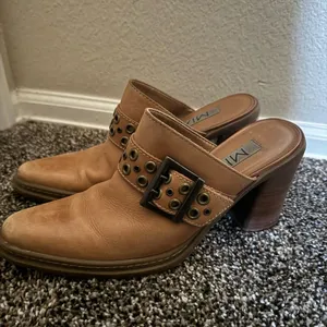 Vtg Y2K MIA Leather Block Heel Western Pointed Toe Boot Mule Sz 8 Harness‎ Strap thumbnail 4