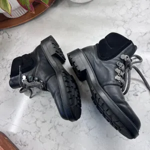 Aquatalia Womens Black Leather Suede Hiker Boots Made in Italy Lug Sole Size 8 thumbnail 4