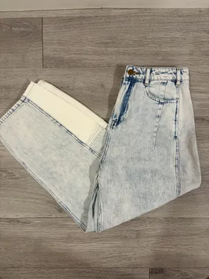 Miou Muse Color Combo Barrel Jeans in Blue thumbnail 2