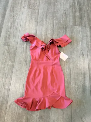 Hello Molly One-Shoulder Ruffle Bodycon Dress in Rose thumbnail 7