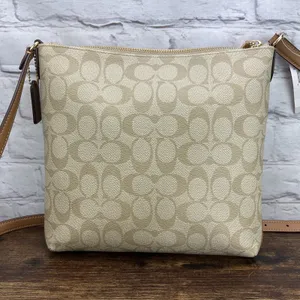 Coach Rowan File Bag In Signature‎ Canvas Light Khaki Light Saddle CS192 Purse thumbnail 2