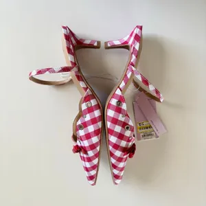 Wild Fable Lysandra Gingham Eyelet Kitten Heels Women's 7.5 Red & White NWT thumbnail 5