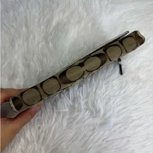 COACH Brown White Signature Canvas Wallet thumbnail 3