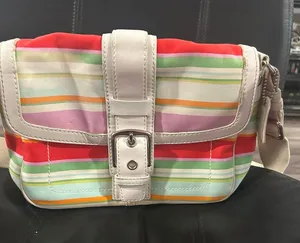 Vintage Coach Hampton Multicolor Striped Crossbody with Cream Trim thumbnail 1