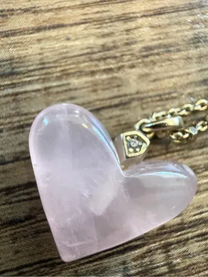 Kendra Scott Poppy Heart Necklace Rose Quartz Pink Gold Retired thumbnail 3