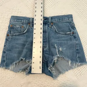 Levi's 501 25 button fly jean shorts distressed cut offs SH2 3569 thumbnail 7