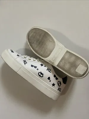 Karl Lagerfeld White Sneakers with Black Heart & Star Print thumbnail 3