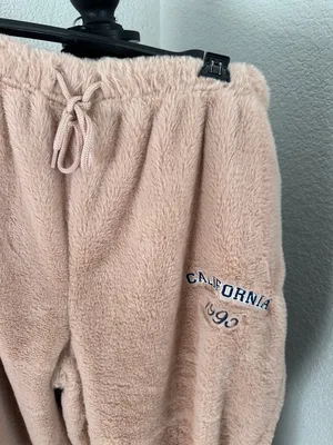 Fuzzy Sweat pants with side pockets Tan Size XL thumbnail 4