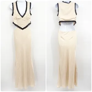 Princess Polly Womens Keila Lace Trim Cutout Romantic Maxi Dress Cream Size 4 thumbnail 3