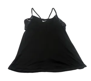 Nike Swim Tankini Top Womens Small Black Racerback Shelf Bra Athletic Swimwear thumbnail 1
