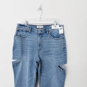 [Abercrombie & Fitch] The Baggy Mid Rise Jeans Side Slit Cuts NWT Sz 32 Long 14L thumbnail 5