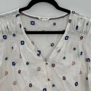White Stuff Rae Embroidered Textured Boho Organic Cotton Blouse Top‎ Size 12 thumbnail 4