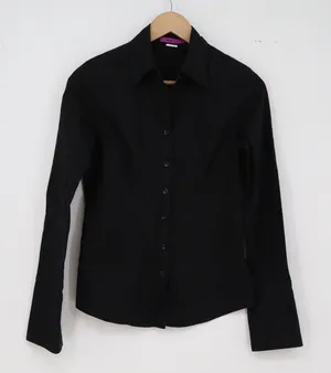 MOJO U.S.A. Button-Down Womens XS Black Long Sleeve Stretch Cotton Excellent thumbnail 1