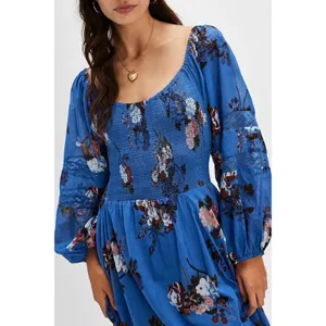 Free People Bohemian Witchy Fairy Morning Glory Maxi Dress Bluebell Size Large thumbnail 9