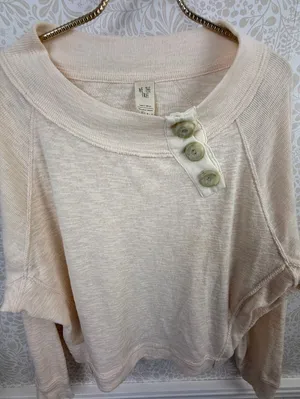 We the Free Cream Button Don’t Forget Me Lightweight Sweater - Size - XS thumbnail 8