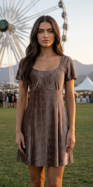 Mauve Gret Crushed Velvet Babydoll Dress Short Sleeve Mini Loveriche Romantic thumbnail 1