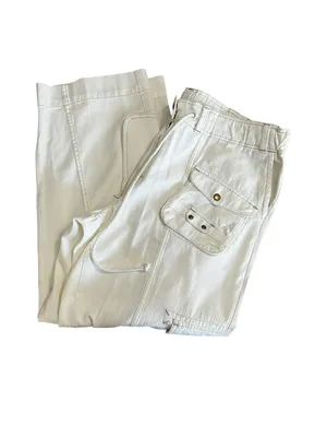 Free People We The Free Tahiti Cargo Pants Tofu Ivory XL Low Rise Utility thumbnail 6