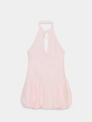 ZARA Women's Light Pink Bubble-Hem Mini Dress thumbnail 7